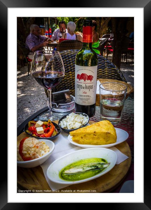 Spanish tapas and wine Framed Mounted Print by Kevin Hellon