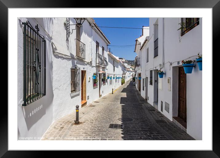 Typical street in Mijas, Framed Mounted Print by Kevin Hellon