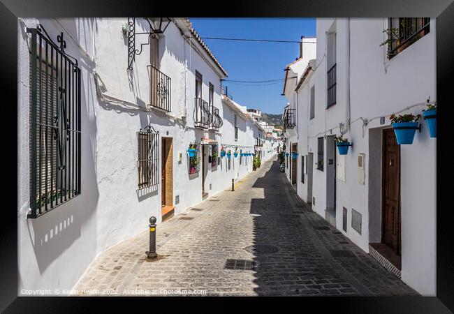 Typical street in Mijas, Framed Print by Kevin Hellon