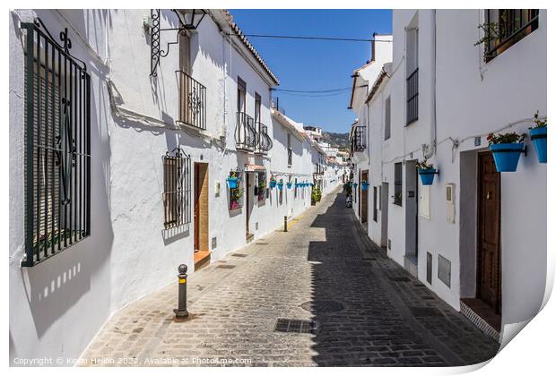 Typical street in Mijas, Print by Kevin Hellon