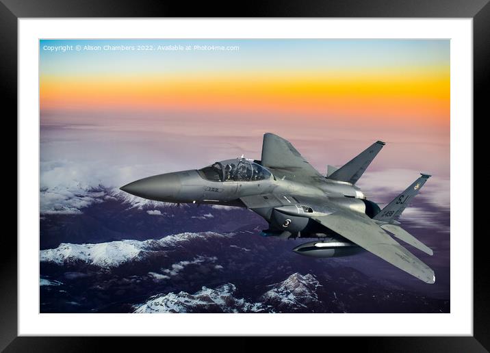 F15 Strike Eagle Framed Mounted Print by Alison Chambers