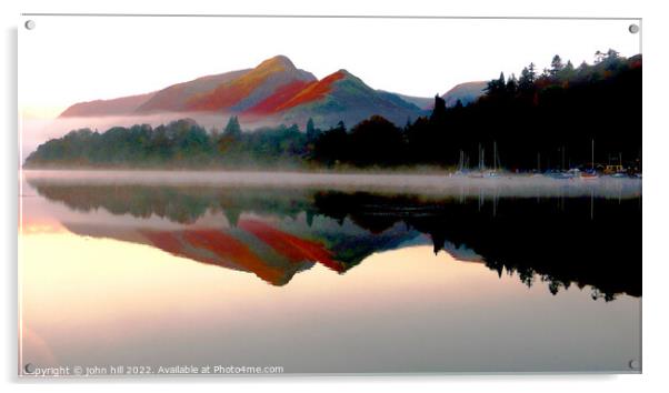 Mountain reflections at Derwentwater, Cumbria Acrylic by john hill