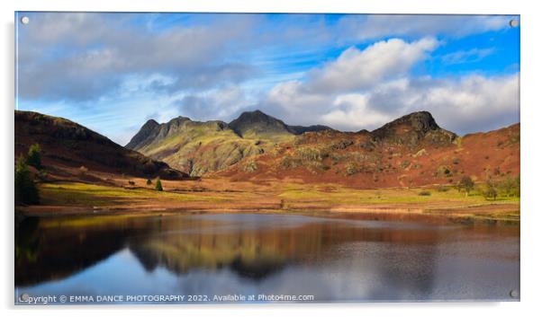 A view across Blea Tarn towards the Langdale Pikes Acrylic by EMMA DANCE PHOTOGRAPHY