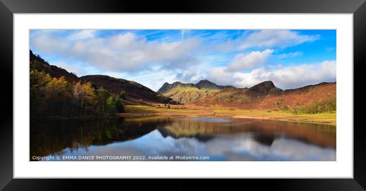 A view across Blea Tarn towards the Langdale Pikes Framed Mounted Print by EMMA DANCE PHOTOGRAPHY