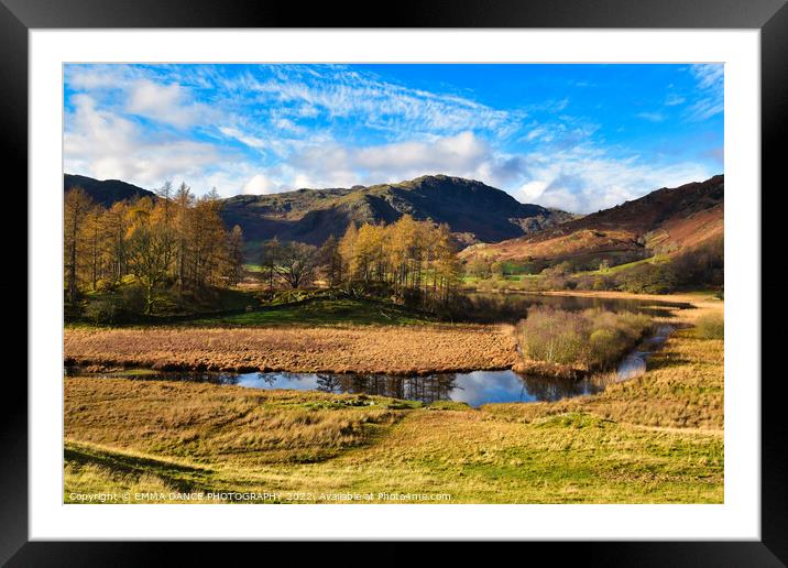 A view across Der Little Langdale Tarn towards the Framed Mounted Print by EMMA DANCE PHOTOGRAPHY