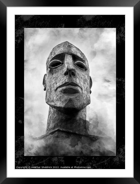 Dramatic Sculpture Head Rising from Smoke Framed Mounted Print by Heather Sheldrick