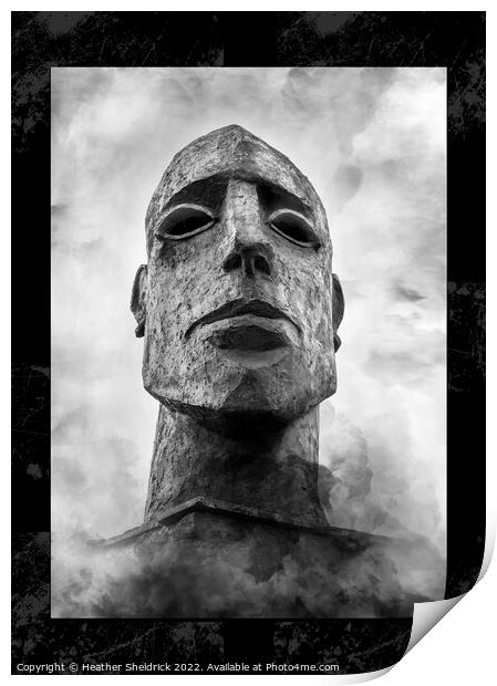 Dramatic Sculpture Head Rising from Smoke Print by Heather Sheldrick