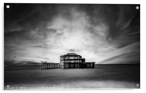 Brighton West Pier Acrylic by Cliff Kinch