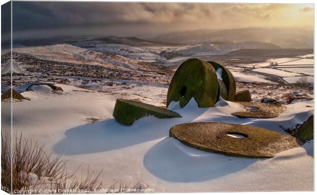 Winter at Stanage Edge (2) Canvas Print by Chris Drabble