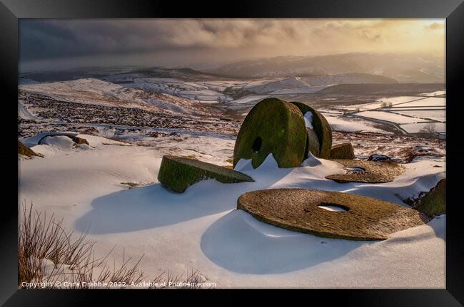 Winter at Stanage Edge (2) Framed Print by Chris Drabble