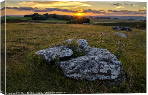 Arbor Low at sunset Canvas Print by Chris Drabble