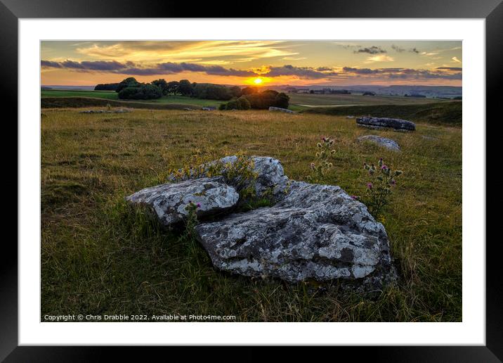Arbor Low at sunset Framed Mounted Print by Chris Drabble