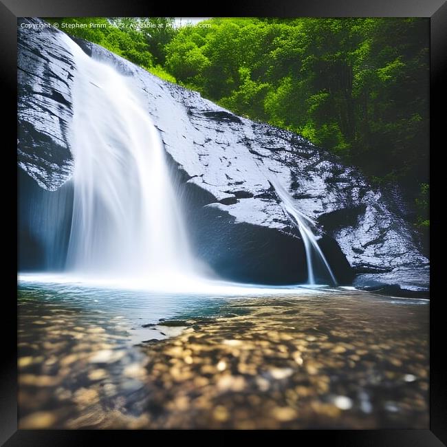 AI Mountain Waterfall Framed Print by Stephen Pimm