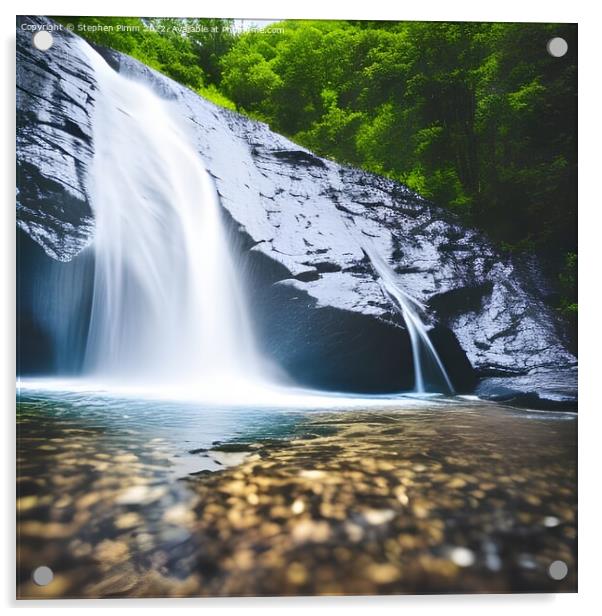AI Mountain Waterfall Acrylic by Stephen Pimm