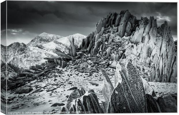 Snowdonia and the Glyder mountains black and white Canvas Print by John Henderson