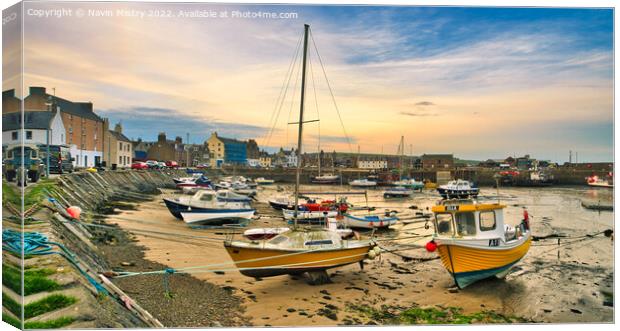 Stonehaven Harbour at dusk  Canvas Print by Navin Mistry