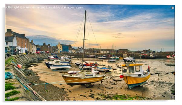 Stonehaven Harbour at dusk  Acrylic by Navin Mistry