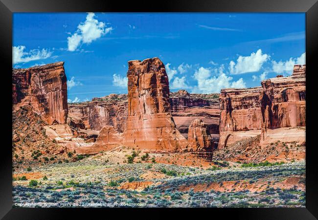 Sheep Rock Tower of Babel Canyons Arches National Park Moab Utah Framed Print by William Perry
