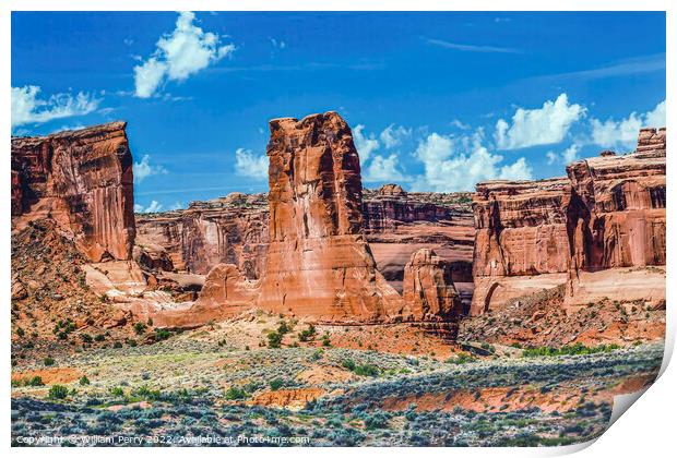 Sheep Rock Tower of Babel Canyons Arches National Park Moab Utah Print by William Perry