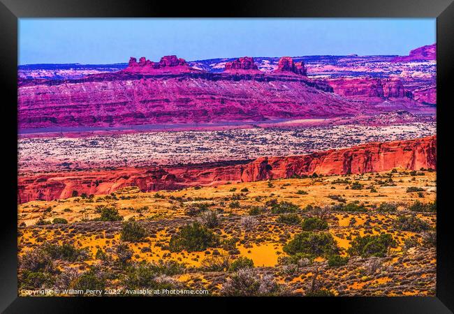 Red Canyon Moab Fault Arches National Park Moab Utah  Framed Print by William Perry