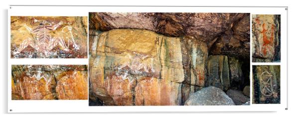 Collage of Kakadu Rock Art Acrylic by Antonio Ribeiro