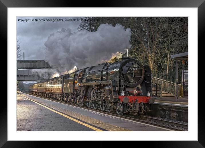 70000 Britannia steam train through Keynsham in the dark  Framed Mounted Print by Duncan Savidge
