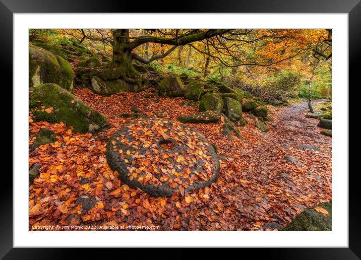 Padley Gorge Millstone Framed Mounted Print by Jim Monk