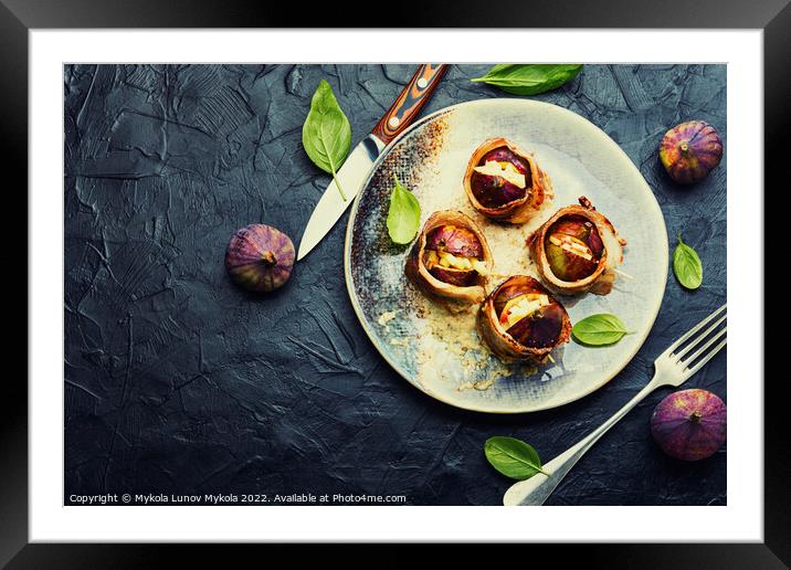 Delicious figs baked in meat bacon Framed Mounted Print by Mykola Lunov Mykola