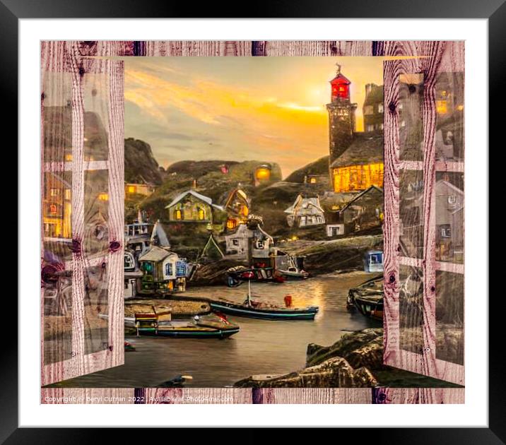 Bustling Cornish fishing village Framed Mounted Print by Beryl Curran