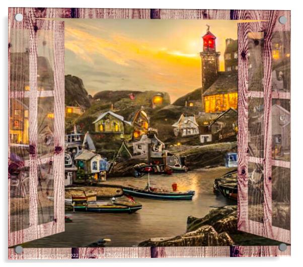 Bustling Cornish fishing village Acrylic by Beryl Curran