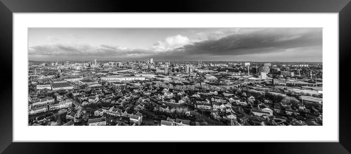 Leeds City Black and White Framed Mounted Print by Apollo Aerial Photography