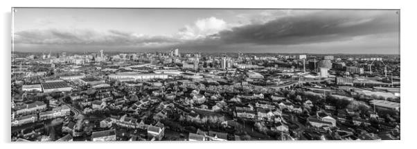 Leeds City Black and White Acrylic by Apollo Aerial Photography