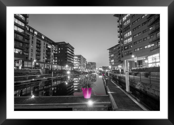 Leeds Dock at night Framed Mounted Print by Apollo Aerial Photography