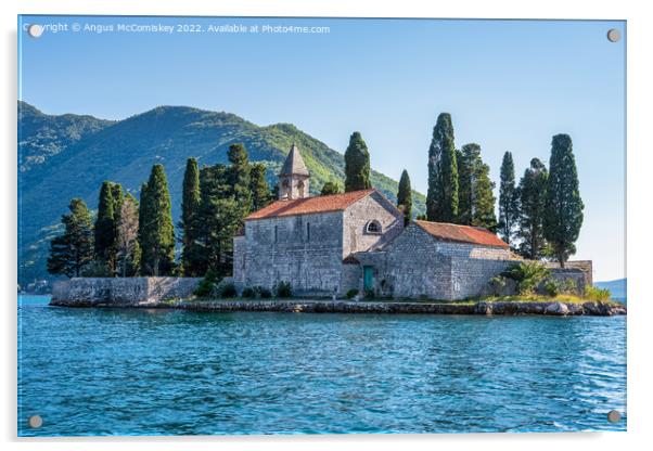 Island of Saint George, Bay of Kotor, Montenegro Acrylic by Angus McComiskey