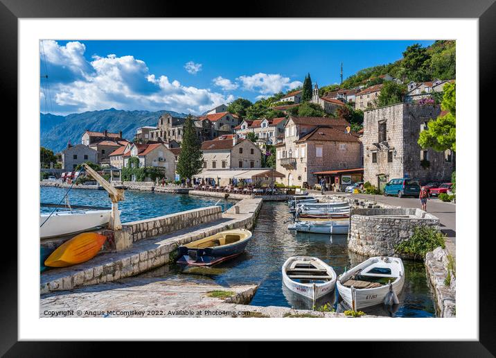 Sheltered harbour at Perast in Montenegro Framed Mounted Print by Angus McComiskey