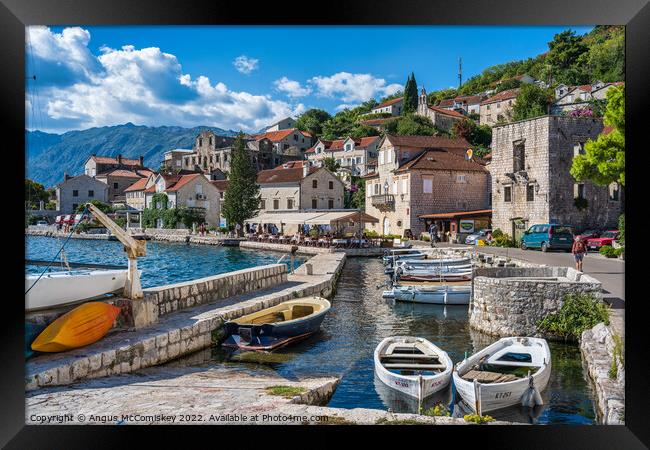 Sheltered harbour at Perast in Montenegro Framed Print by Angus McComiskey