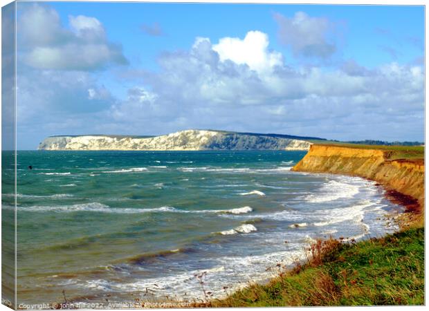 Compton bay on a windy day, Isle of Wight. Canvas Print by john hill