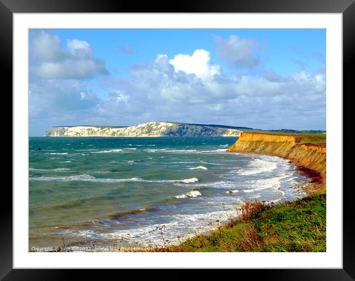 Compton bay on a windy day, Isle of Wight. Framed Mounted Print by john hill