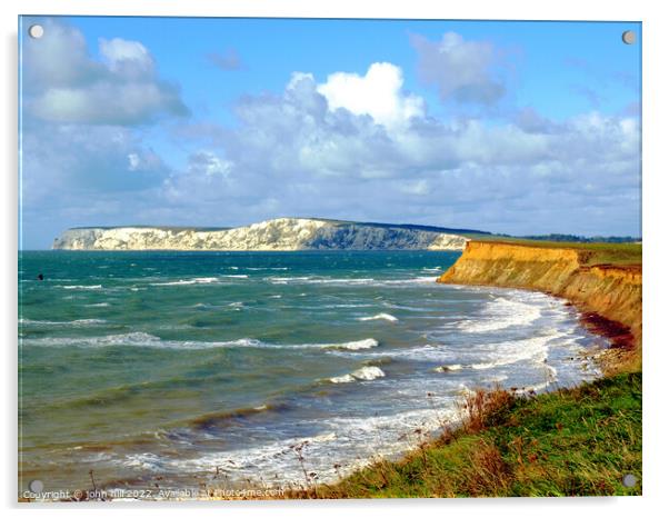 Compton bay on a windy day, Isle of Wight. Acrylic by john hill