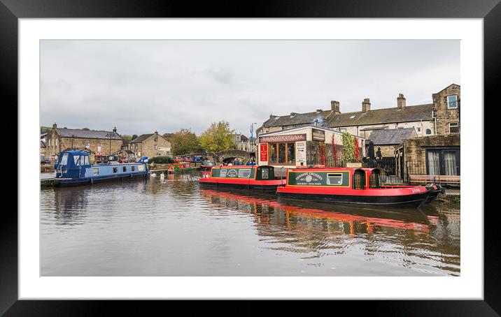 Narrow boats in Skipton canal basin Framed Mounted Print by Jason Wells