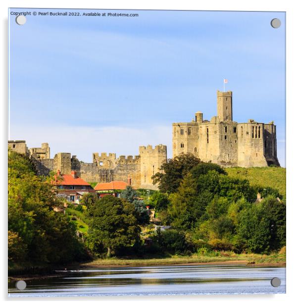 River Coquet and Warkworth Castle Acrylic by Pearl Bucknall