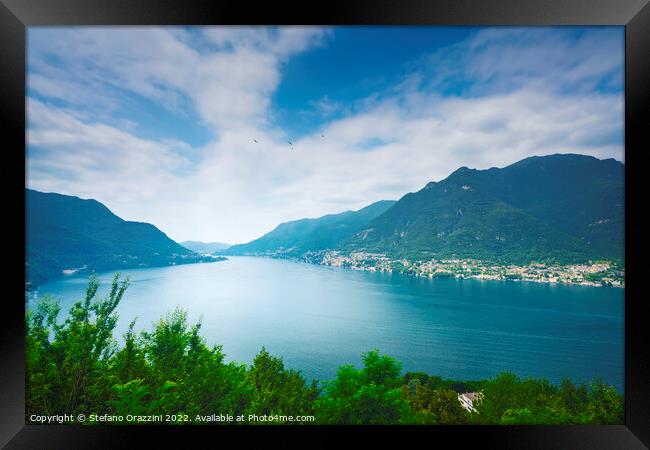 Lake Como panoramic view. Italy Framed Print by Stefano Orazzini