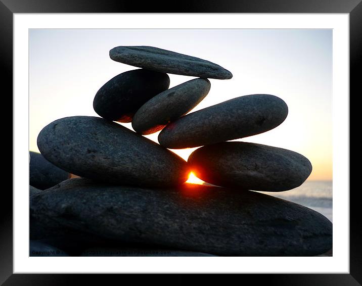 Beach Stones / Pebbles at Sunset Framed Mounted Print by craig sivyer