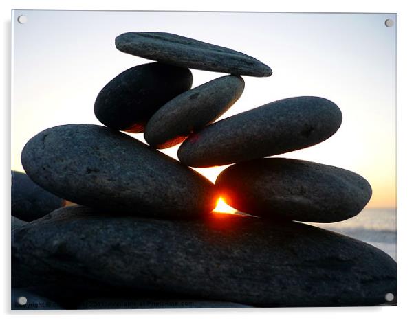 Beach Stones / Pebbles at Sunset Acrylic by craig sivyer
