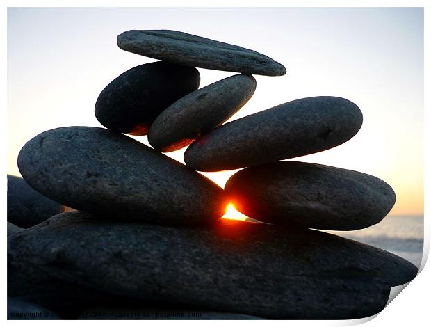 Beach Stones / Pebbles at Sunset Print by craig sivyer