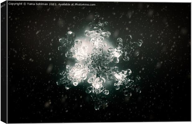 Illuminated Christmas Snowflake Monochrome  Canvas Print by Taina Sohlman