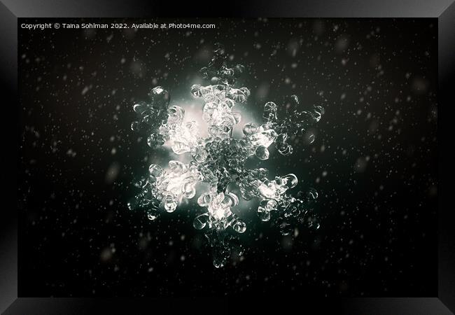 Illuminated Christmas Snowflake Monochrome  Framed Print by Taina Sohlman