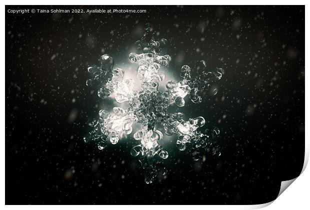 Illuminated Christmas Snowflake Monochrome  Print by Taina Sohlman