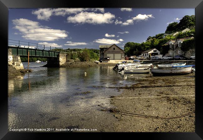 Harbour at Golant Framed Print by Rob Hawkins