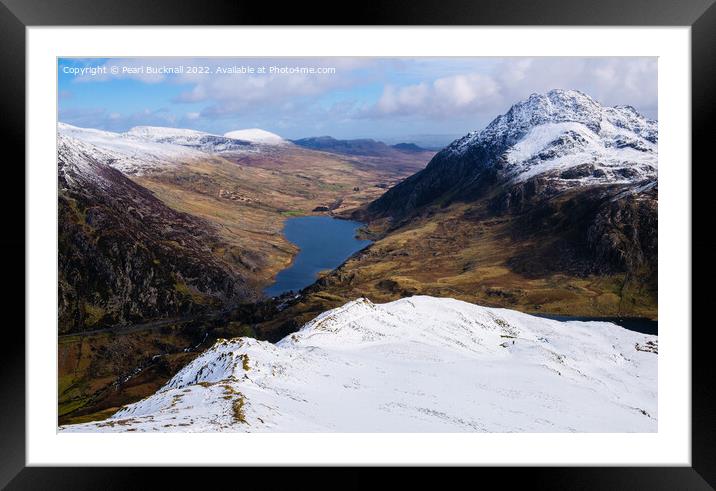 Winter View to Ogwen Valley from Y Garn Framed Mounted Print by Pearl Bucknall